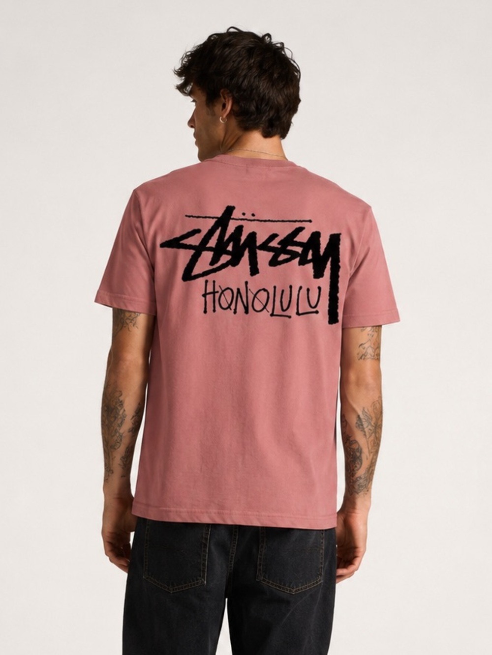 Stüssy Honolulu Chapter Pink Graphic Tee Size Small Cut Tag NWOT